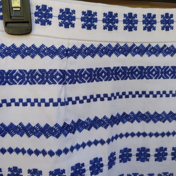 Sam Edelman White Mini Skirt Blue Embroidered Print Beading Short - Picture 5 of 12